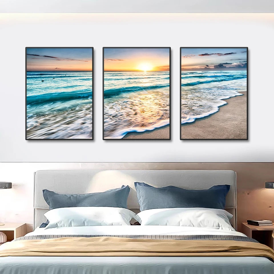 3 pc Beach Wave Wall Art