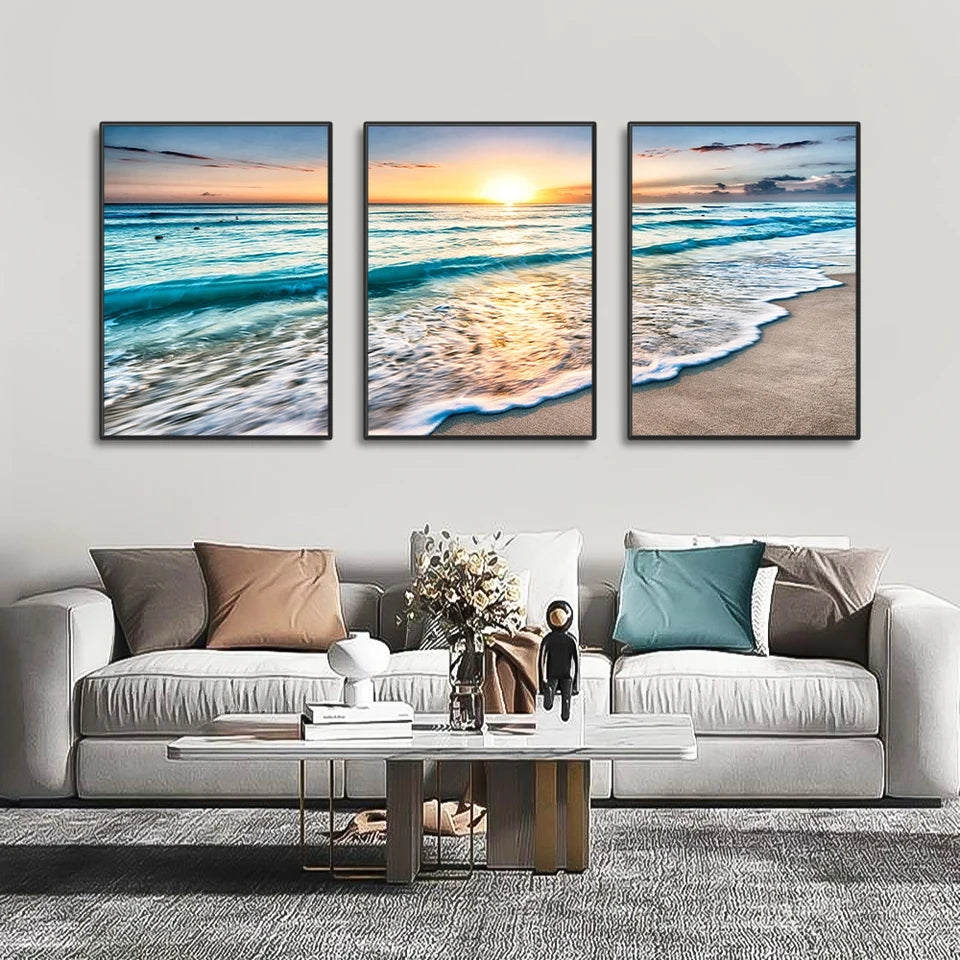 3 pc Beach Wave Wall Art