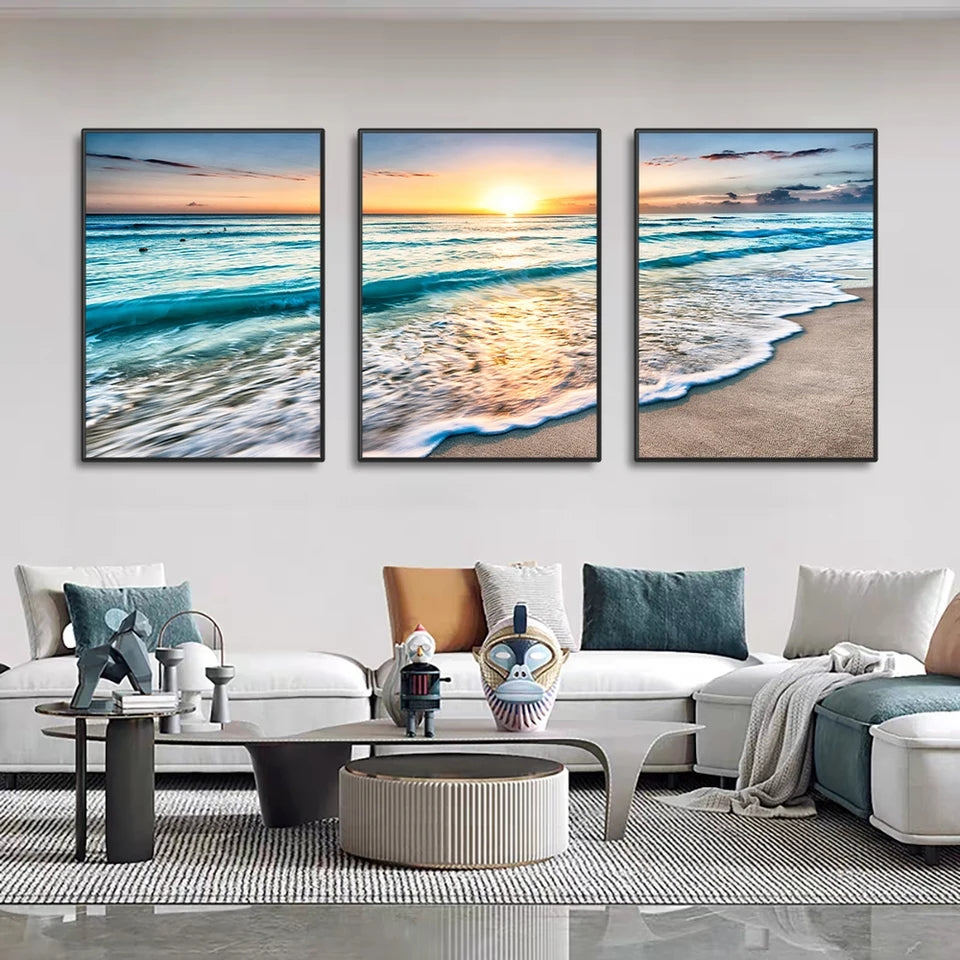 3 pc Beach Wave Wall Art