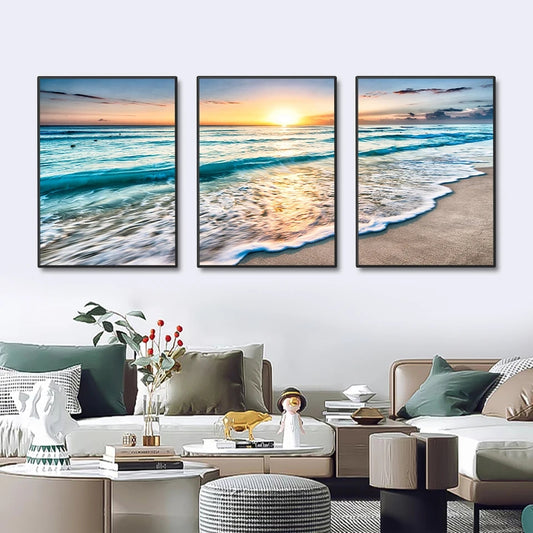 3 pc Beach Wave Wall Art